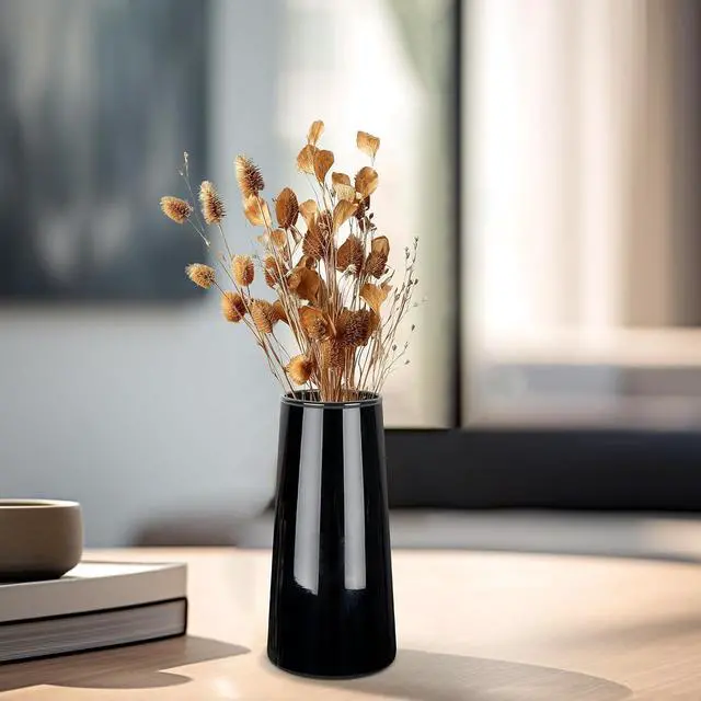 Alt view image 2 of 7 - Black Clear Glass Flower Vases for Decor6" Glass Vase for Centerpieces-Flower Vases for Dried Flower Home Decor Living Room Kitchen Office Wedding(Black, Small)