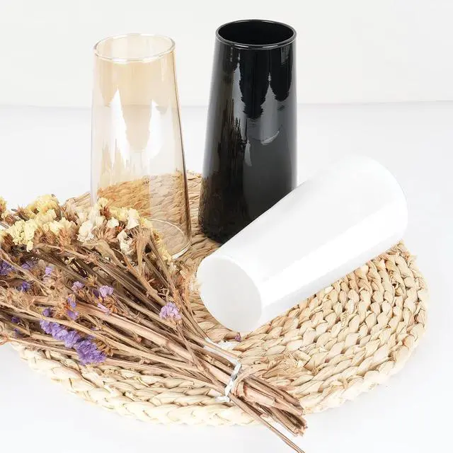 Alt view image 3 of 7 - Black Clear Glass Flower Vases for Decor6" Glass Vase for Centerpieces-Flower Vases for Dried Flower Home Decor Living Room Kitchen Office Wedding(Black, Small)