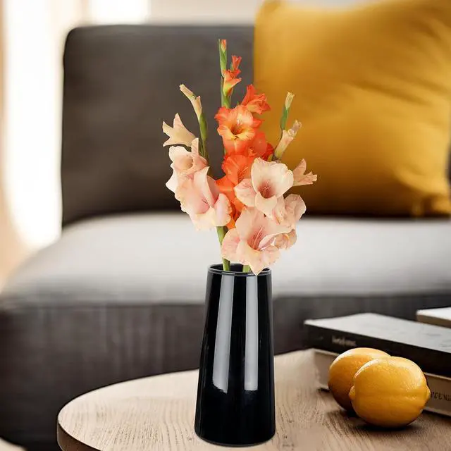 Alt view image 6 of 7 - Black Clear Glass Flower Vases for Decor6" Glass Vase for Centerpieces-Flower Vases for Dried Flower Home Decor Living Room Kitchen Office Wedding(Black, Small)