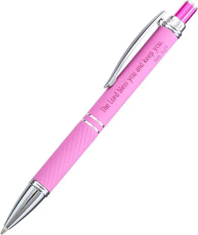Alt view image 3 of 4 - Christian Art Gifts The Lord Bless You Pink Stylish Classic Pen in Matching Gift Case - Numbers 6:24 Bible Verse Refillable Retractable Medium Ballpoint Pen for Journal Planner Writing Note