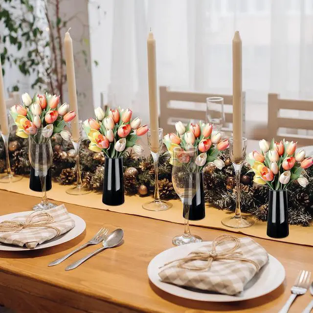 Alt view image 7 of 7 - Black Clear Glass Flower Vases for Decor6" Glass Vase for Centerpieces-Flower Vases for Dried Flower Home Decor Living Room Kitchen Office Wedding(Black, Small)