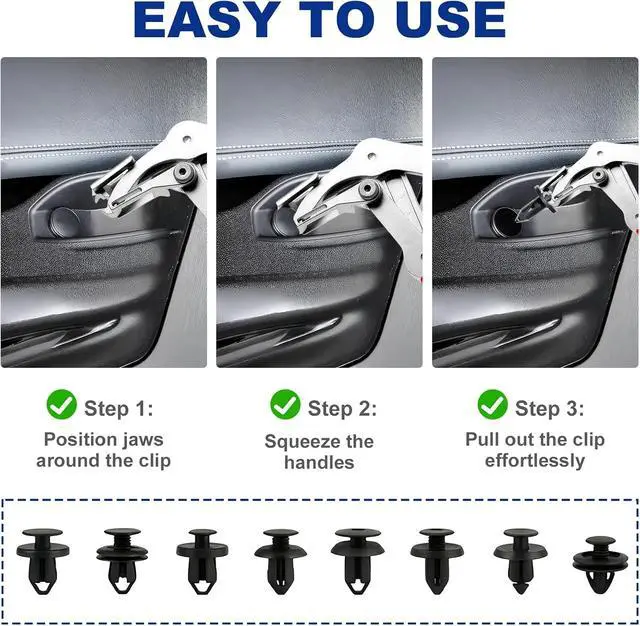 Alt view image 4 of 7 - Trim Removal Tool, Car Clip Pliers Kit, 17-4 PH Stainless Steel | Professional Plastic Fastener Remover For Damage-Free Auto Door Panel Push Pin Rivet Pulling Interior Exterior Disassembly