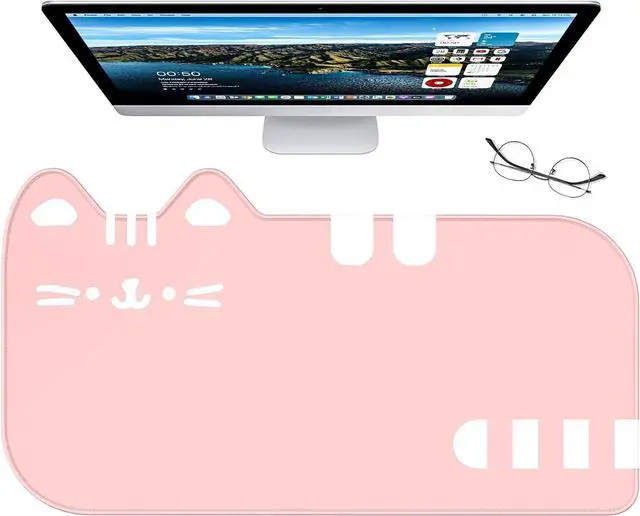 Main image of Dapesuom Large Gaming Mouse Pad, Extended Mouse Mat with Stitched Edges, Cute Anime Cat Keyboard Pad with Non-Slip Base, Big XXL Desk Mats for Gamer, Computer, Office Accessories, 29.5 x 15.9in, Pink