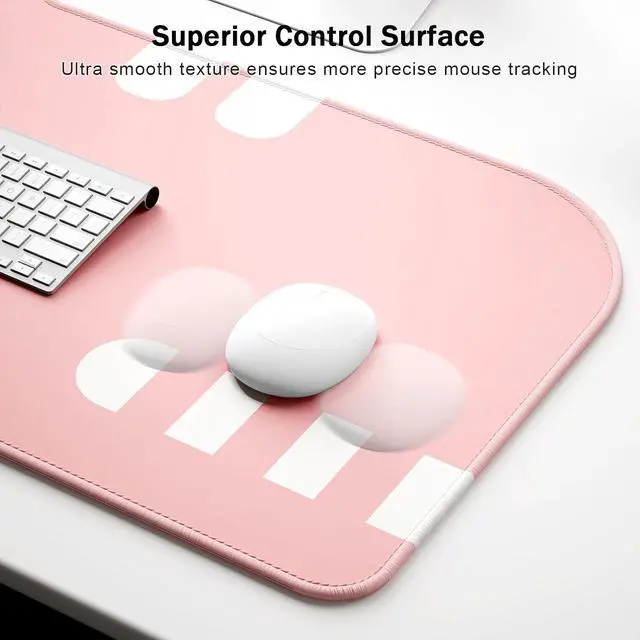 Alt view image 3 of 7 - Dapesuom Large Gaming Mouse Pad, Extended Mouse Mat with Stitched Edges, Cute Anime Cat Keyboard Pad with Non-Slip Base, Big XXL Desk Mats for Gamer, Computer, Office Accessories, 29.5 x 15.9in, Pink