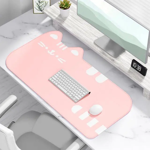 Alt view image 5 of 7 - Dapesuom Large Gaming Mouse Pad, Extended Mouse Mat with Stitched Edges, Cute Anime Cat Keyboard Pad with Non-Slip Base, Big XXL Desk Mats for Gamer, Computer, Office Accessories, 29.5 x 15.9in, Pink