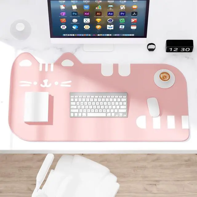 Alt view image 7 of 7 - Dapesuom Large Gaming Mouse Pad, Extended Mouse Mat with Stitched Edges, Cute Anime Cat Keyboard Pad with Non-Slip Base, Big XXL Desk Mats for Gamer, Computer, Office Accessories, 29.5 x 15.9in, Pink
