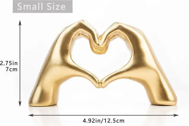 Alt view image 4 of 7 - Small Heart Hands Sculpture Decor for Living Room Bedroom Bookshelf Coffe Table and Office Display, Love Finger Statue Modern Aesthetic Home Decor, Unique Gift for Wedding Christmas Birthday (Gold)