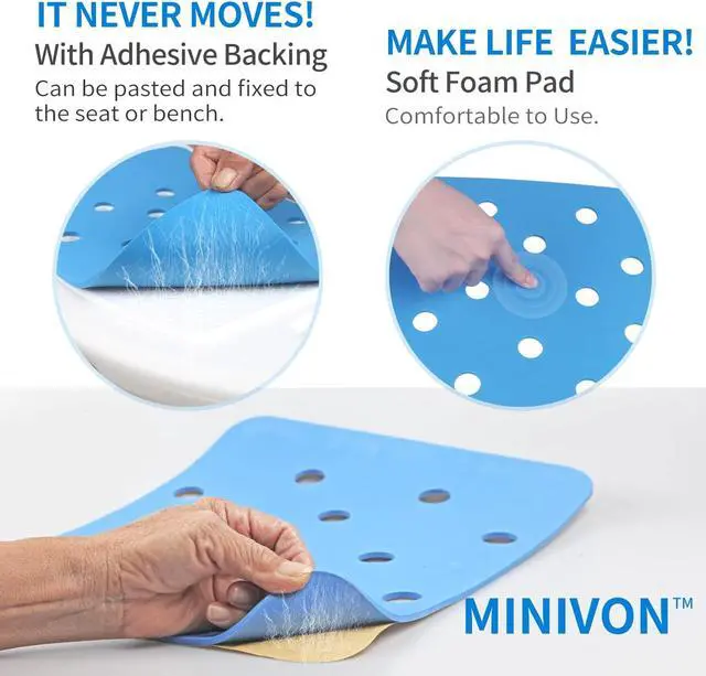 Alt view image 3 of 6 - MINIVON Waterproof Shower Bench Cushion Cover for Bath Seat, Bath Chair Inside Bathroom, Non Slip Coldproof Stickable Soft Foam Pad, Padded Shower Stool Seat Mat for Elderly Senior Handicap Disabled