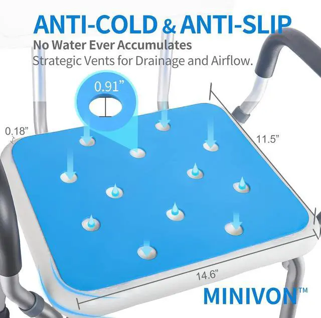 Alt view image 4 of 6 - MINIVON Waterproof Shower Bench Cushion Cover for Bath Seat, Bath Chair Inside Bathroom, Non Slip Coldproof Stickable Soft Foam Pad, Padded Shower Stool Seat Mat for Elderly Senior Handicap Disabled