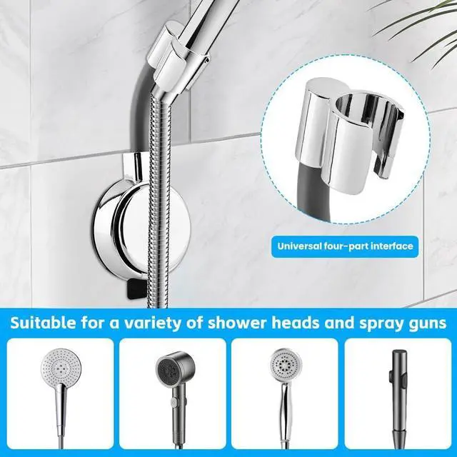 Alt view image 3 of 7 - Shower Head Holder Handheld, 720° Adjustable Shower Holder Wall Mount | Suction Cup Shower Head Holder, No Drill Install In Seconds Rustproof Shower Head Bracket Bathroom Accessories