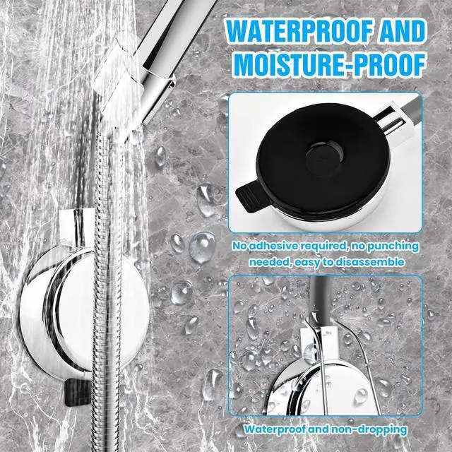 Alt view image 6 of 7 - Shower Head Holder Handheld, 720° Adjustable Shower Holder Wall Mount | Suction Cup Shower Head Holder, No Drill Install In Seconds Rustproof Shower Head Bracket Bathroom Accessories