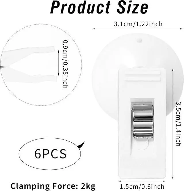Alt view image 2 of 7 - 6 Pcs Shower Curtain Suction Cups,Shower Curtain Clips with Suction Cup to Prevent Water Splashing Out Windproof Splash Guard for Inside Liner,White