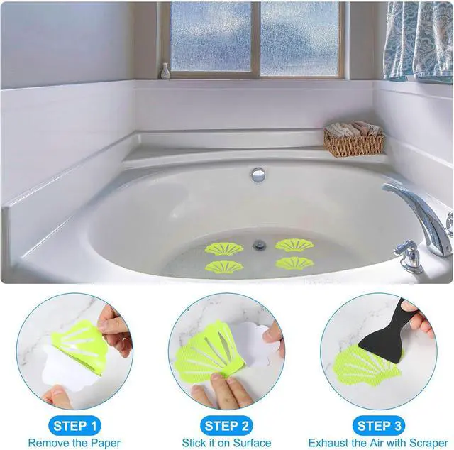 Alt view image 4 of 7 - PATIKIL Bathtub Non Slip Stickers 3.54x2.76 Inch, 12 Pack Shell Safety Shower Floor Anti Slip Stickers with Adhesive Decals Scraper for Bath Tub Shower Floor Stair, White