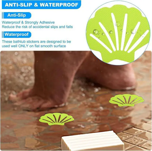 Alt view image 5 of 7 - PATIKIL Bathtub Non Slip Stickers 3.54x2.76 Inch, 12 Pack Shell Safety Shower Floor Anti Slip Stickers with Adhesive Decals Scraper for Bath Tub Shower Floor Stair, White
