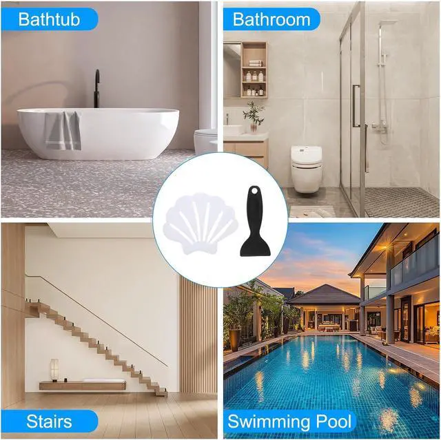 Alt view image 7 of 7 - PATIKIL Bathtub Non Slip Stickers 3.54x2.76 Inch, 12 Pack Shell Safety Shower Floor Anti Slip Stickers with Adhesive Decals Scraper for Bath Tub Shower Floor Stair, White