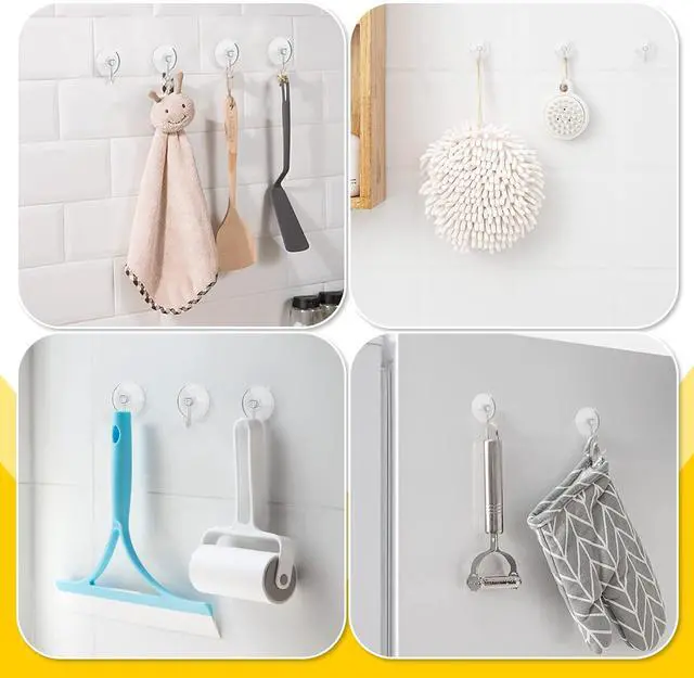 Alt view image 5 of 7 - Hangerspace Suction Cup Hooks, Heavy Duty Large Window Hook, Clear, 8 Pack | Removable, Detachable, with Stainless Steel Hooks, Rustproof, Leave No Trace, for Kitchen Bathroom Shower Wall Window Glass