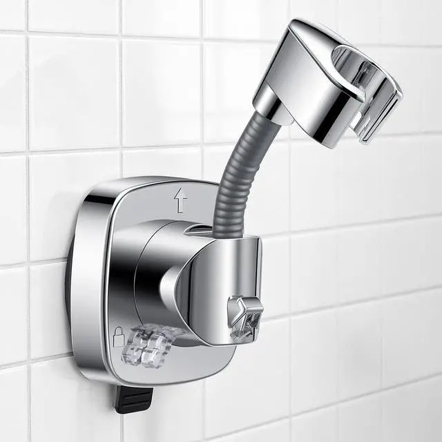 Main image of Suction Cup Shower Head Holder, Handheld Shower Hose Holder Angle Adjustable Spring Arm Rustproof Wall Mounted Showers Bracket Removable for Bathroom Kitchen