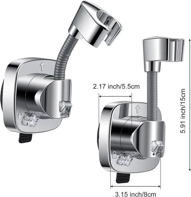 Alt view image 2 of 7 - Suction Cup Shower Head Holder, Handheld Shower Hose Holder Angle Adjustable Spring Arm Rustproof Wall Mounted Showers Bracket Removable for Bathroom Kitchen