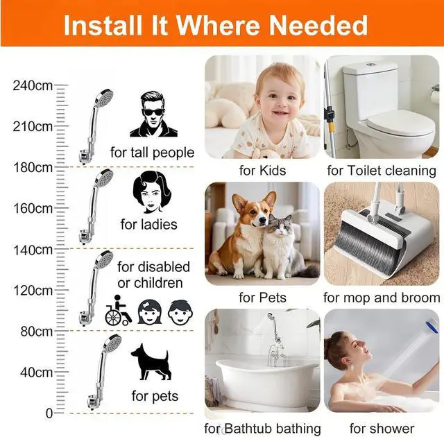 Alt view image 7 of 7 - Suction Cup Shower Head Holder, Handheld Shower Hose Holder Angle Adjustable Spring Arm Rustproof Wall Mounted Showers Bracket Removable for Bathroom Kitchen