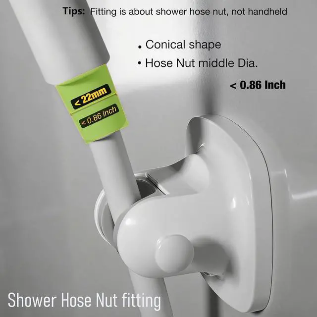 Alt view image 6 of 7 - Wall Mount Handheld Shower Head Holder - 5 Angles Adjustable - Concealed Adhesive Mount - Screw Alternative - Bathroom Shower Hose Holder (Gloss White)
