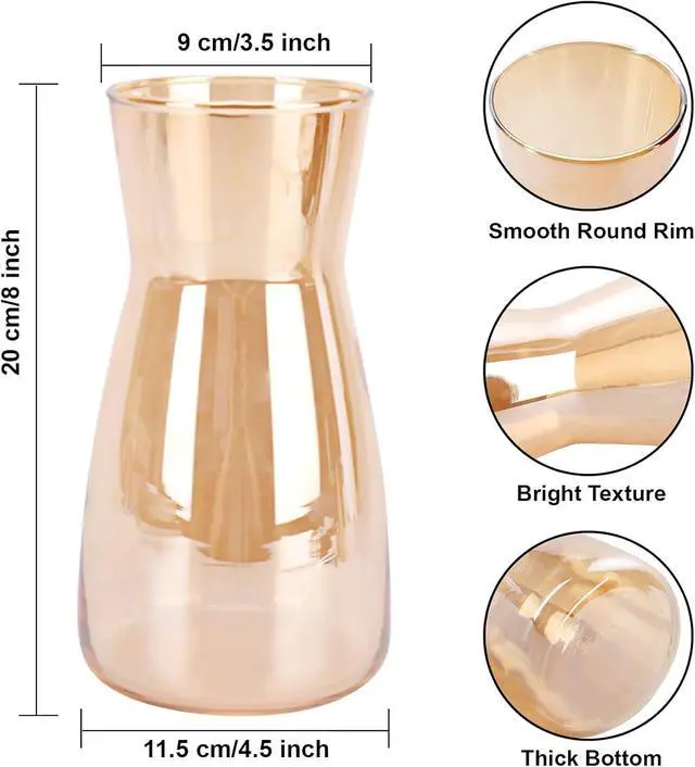Alt view image 3 of 7 - 8 Inch Amber Glass Vase for Flowers, Modern Boho Table Decor | Farmhouse Vases For Rustic Vintage Living Room Kitchen Bedroom Halloween Christmas Decor House Book Shelf Office Decor