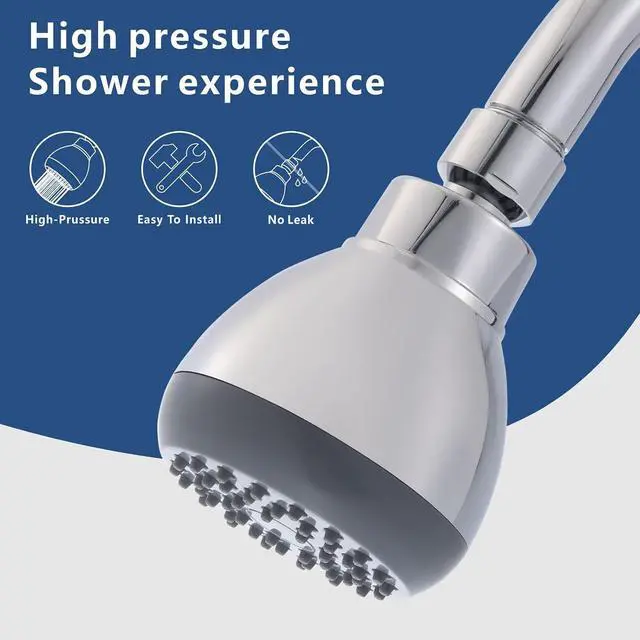 Alt view image 4 of 7 - 3" High Pressure Shower Head, Powerful Pressure Boosting Rain Showerhead, with Adjustable Swivel Brass Ball Joint for Relaxing and Comfortable Shower Experience (Chrome)