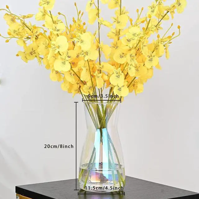 Alt view image 4 of 7 - 8 Inch Iridescent Glass Vase for Flowers, Modern Boho Table Decor | Farmhouse Vases For Rustic Vintage Living Room Kitchen Bedroom Halloween Christmas Decor House Book Shelf Office Decor