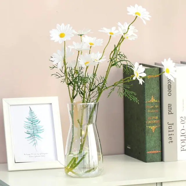 Alt view image 7 of 7 - 8 Inch Iridescent Glass Vase for Flowers, Modern Boho Table Decor | Farmhouse Vases For Rustic Vintage Living Room Kitchen Bedroom Halloween Christmas Decor House Book Shelf Office Decor