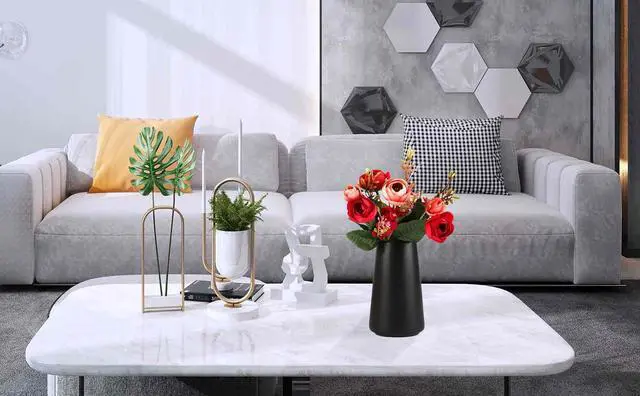 Alt view image 2 of 7 - Simple Vase for Flowers Plants, Matte Vases for Modern Table Shelf Home Decor Wedding Boho Decor, 6" H Frosted Elegant Ceramic Vase for Pampas Grass Fluffy Stem Bouquet Lavender Flowers (Black, 1)