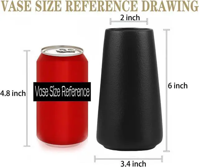 Alt view image 3 of 7 - Simple Vase for Flowers Plants, Matte Vases for Modern Table Shelf Home Decor Wedding Boho Decor, 6" H Frosted Elegant Ceramic Vase for Pampas Grass Fluffy Stem Bouquet Lavender Flowers (Black, 1)