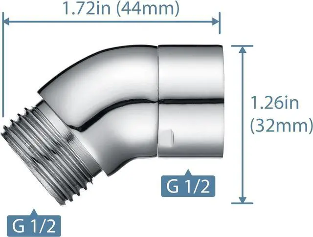 Alt view image 6 of 7 - 135 Degree Elbow Shower Head Adapter All Metal Handheld Shower Head Elbow Adapter Shower Arm Angle Adapter Shower Arm Extension 45° Showeradapter For Shower Heads Extension Pipe (135°, Chrome)