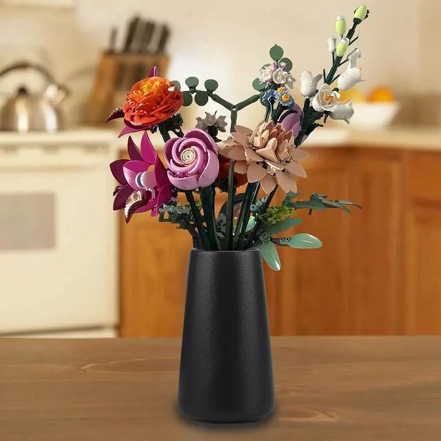 Alt view image 4 of 7 - Simple Vase for Flowers Plants, Matte Vases for Modern Table Shelf Home Decor Wedding Boho Decor, 6" H Frosted Elegant Ceramic Vase for Pampas Grass Fluffy Stem Bouquet Lavender Flowers (Black, 1)