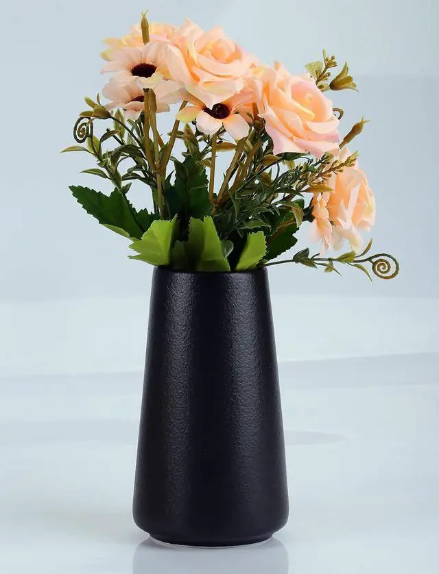 Alt view image 6 of 7 - Simple Vase for Flowers Plants, Matte Vases for Modern Table Shelf Home Decor Wedding Boho Decor, 6" H Frosted Elegant Ceramic Vase for Pampas Grass Fluffy Stem Bouquet Lavender Flowers (Black, 1)
