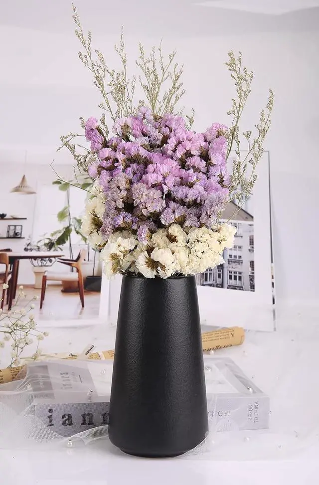 Alt view image 7 of 7 - Simple Vase for Flowers Plants, Matte Vases for Modern Table Shelf Home Decor Wedding Boho Decor, 6" H Frosted Elegant Ceramic Vase for Pampas Grass Fluffy Stem Bouquet Lavender Flowers (Black, 1)