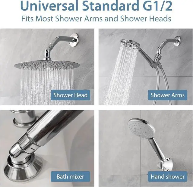 Alt view image 7 of 7 - 135 Degree Elbow Shower Head Adapter All Metal Handheld Shower Head Elbow Adapter Shower Arm Angle Adapter Shower Arm Extension 45° Showeradapter For Shower Heads Extension Pipe (135°, Chrome)