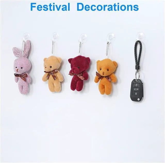Alt view image 4 of 7 - 12 Pieces Small Suction Cups with Hooks 1.2 inch Clear Plastic Sucker Hooks for Glass Window Wall Festivals Parties Theme Carnival Decoration Door Bathroom Kitchen