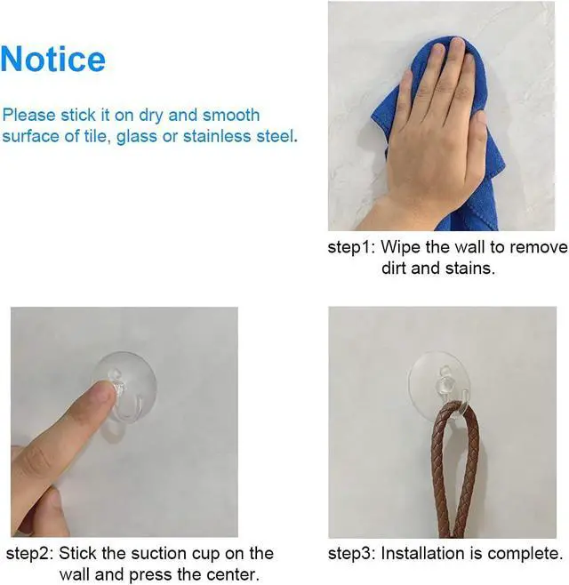 Alt view image 6 of 7 - 12 Pieces Small Suction Cups with Hooks 1.2 inch Clear Plastic Sucker Hooks for Glass Window Wall Festivals Parties Theme Carnival Decoration Door Bathroom Kitchen