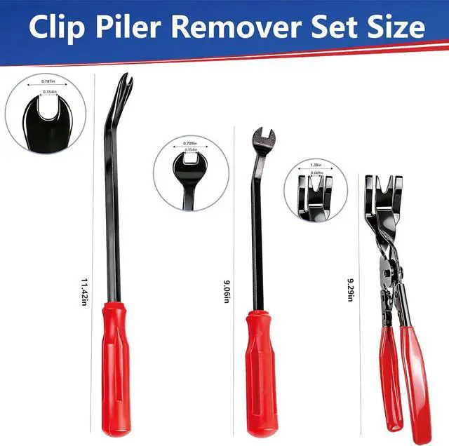 Alt view image 3 of 7 - 7 Pcs Car Trim Removal Tool Kit with Non-Scratch Plastic Pry Tool and Fastener Clip Pliers, Car Trim Removal Tool, for Auto Interior Car Panel Detachment, Dashboard, Door Clips & Upholstery