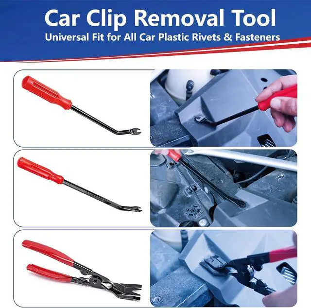 Alt view image 4 of 7 - 7 Pcs Car Trim Removal Tool Kit with Non-Scratch Plastic Pry Tool and Fastener Clip Pliers, Car Trim Removal Tool, for Auto Interior Car Panel Detachment, Dashboard, Door Clips & Upholstery