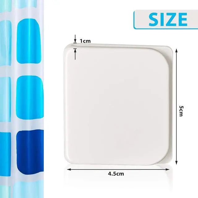 Alt view image 3 of 7 - Jetec 4 Pieces Shower Curtain Clips for Liner, Self Adhesive Shower Splash Guard Curtains Clip, Windproof Curtain Holders Weight Guards to Wall Hold in Bathroom Bathtub, White