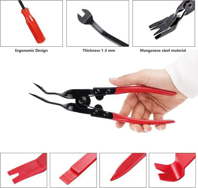 Alt view image 7 of 7 - 7 Pcs Car Trim Removal Tool Kit with Non-Scratch Plastic Pry Tool and Fastener Clip Pliers, Car Trim Removal Tool, for Auto Interior Car Panel Detachment, Dashboard, Door Clips & Upholstery