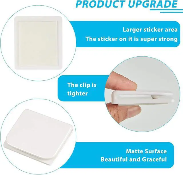Alt view image 4 of 7 - Jetec 4 Pieces Shower Curtain Clips for Liner, Self Adhesive Shower Splash Guard Curtains Clip, Windproof Curtain Holders Weight Guards to Wall Hold in Bathroom Bathtub, White