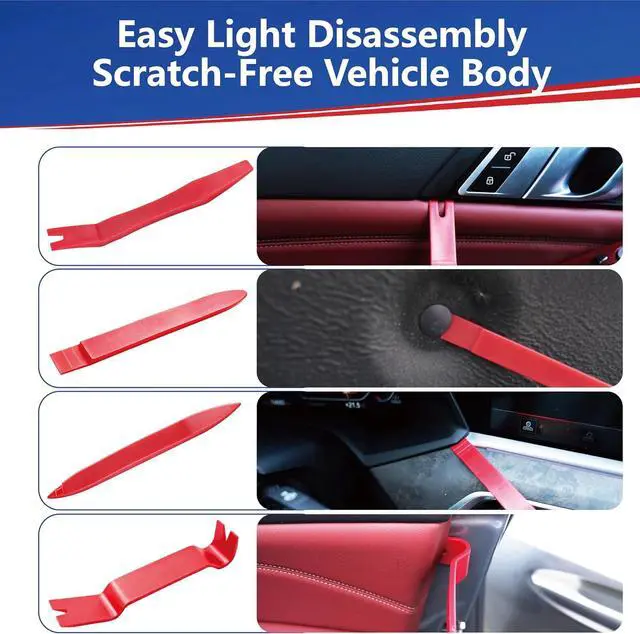 Alt view image 6 of 7 - 7 Pcs Car Trim Removal Tool Kit with Non-Scratch Plastic Pry Tool and Fastener Clip Pliers, Car Trim Removal Tool, for Auto Interior Car Panel Detachment, Dashboard, Door Clips & Upholstery