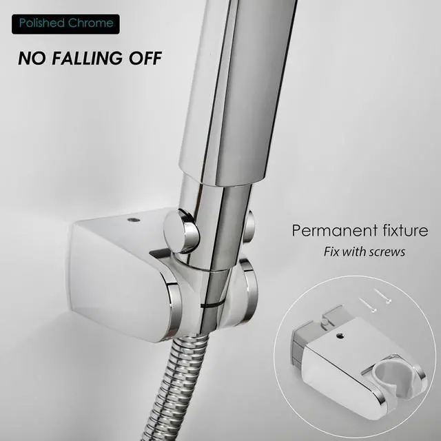 Alt view image 2 of 7 - Hand held Shower Head Holder- 5 Angles Adjustable - Screw Mount for Permanent Fixture -Bathroom Wall Mount Shower Wand Holder - (Polished Chrome)