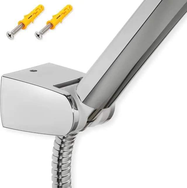 Main image of Hand held Shower Head Holder- 5 Angles Adjustable - Screw Mount for Permanent Fixture -Bathroom Wall Mount Shower Wand Holder - (Polished Chrome)