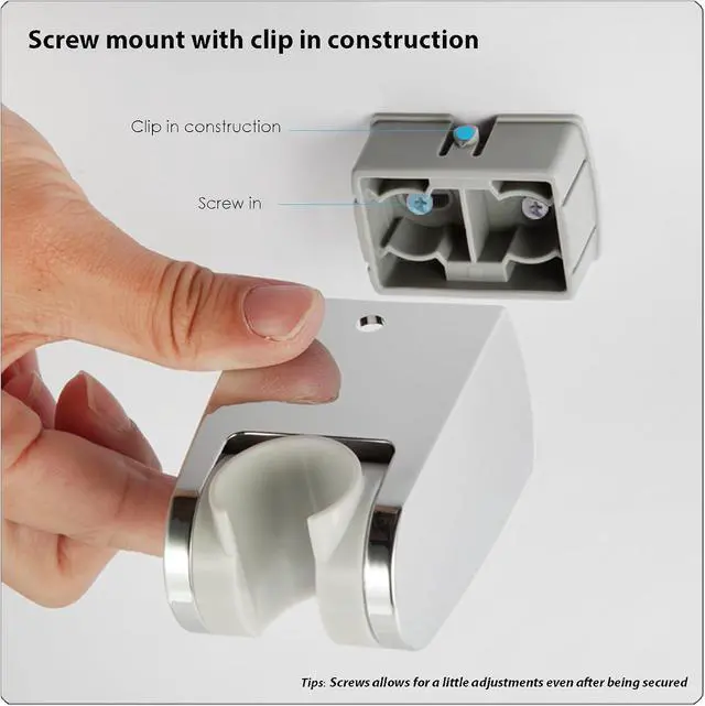 Alt view image 4 of 7 - Hand held Shower Head Holder- 5 Angles Adjustable - Screw Mount for Permanent Fixture -Bathroom Wall Mount Shower Wand Holder - (Polished Chrome)