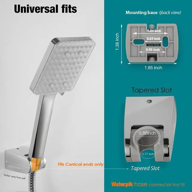Alt view image 5 of 7 - Hand held Shower Head Holder- 5 Angles Adjustable - Screw Mount for Permanent Fixture -Bathroom Wall Mount Shower Wand Holder - (Polished Chrome)