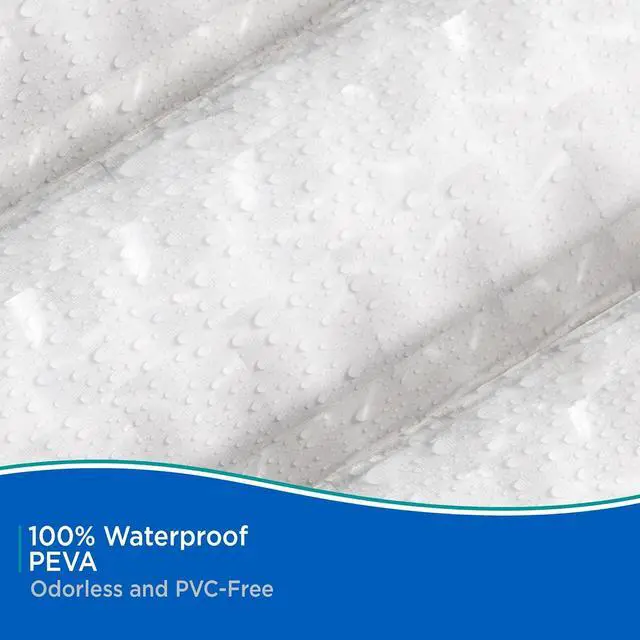 Alt view image 5 of 6 - Kenney KN61151 Medium Weight 5 Gauge Embossed Waterproof PEVA Shower Curtain Liner with Rust-Resistant Metal Grommets for Bathroom, 70" W x 72" H, Clear