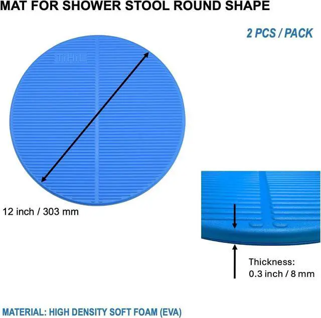 Alt view image 2 of 7 - Bath Stool Bench Mat Cushion Shower Chair Round Seat Pad Waterproof | Warm Soft Comfortable Non-Slip Waterproof Skin Friendly, Back Adhesive, Removable Backing, Round Shape