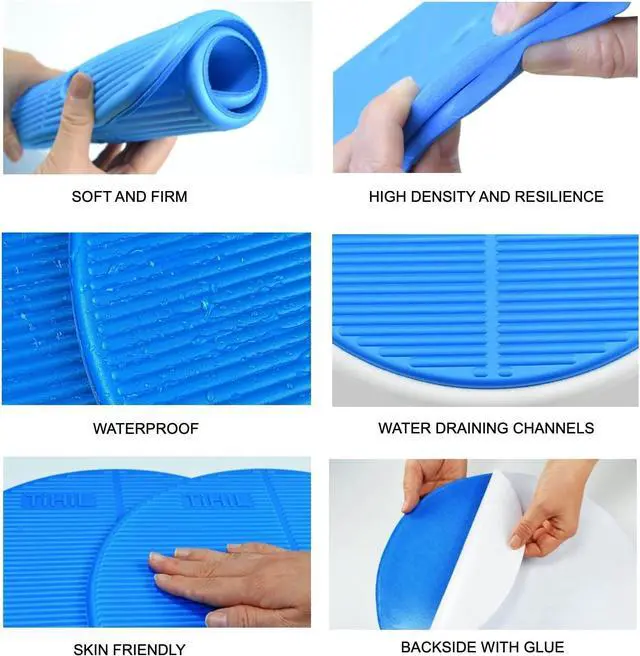 Alt view image 4 of 7 - Bath Stool Bench Mat Cushion Shower Chair Round Seat Pad Waterproof | Warm Soft Comfortable Non-Slip Waterproof Skin Friendly, Back Adhesive, Removable Backing, Round Shape